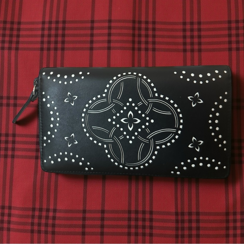 Vera Bradley Black Wallet with White Studded Floral Motif
